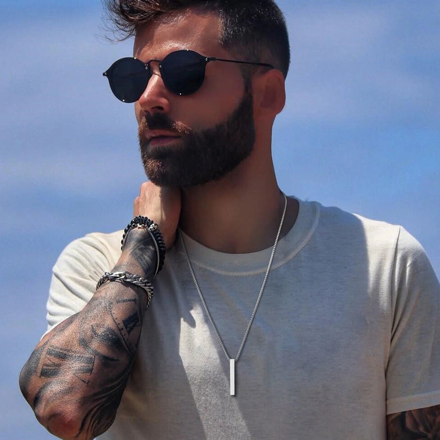 Colar masculino barra 3D